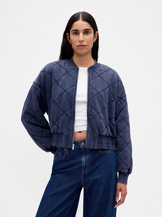 Image number 1 showing, VintageSoft Quilted Bomber Jacket