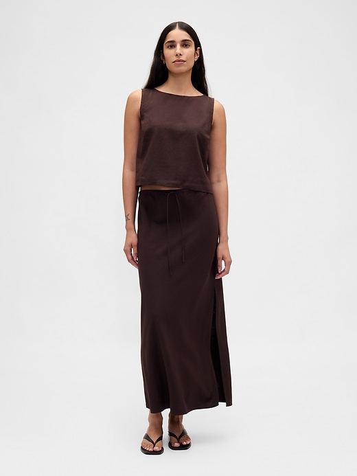 Image number 2 showing, Linen-Blend Crop Shell Tank Top