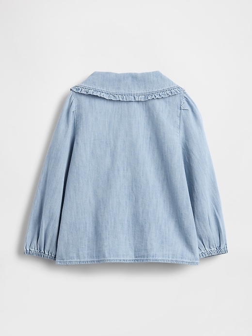 Image number 2 showing, Baby & Toddler Denim Ruffle Collar Shirt