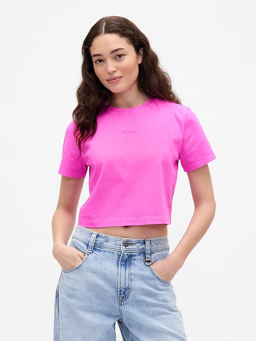 Image number 1 showing, Gap × BÉIS Organic Cotton VintageSoft Crop Graphic T-Shirt
