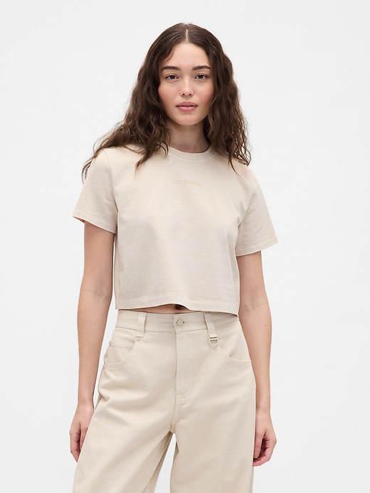 L'image numéro 1 présente T-shirt imprimé court en coton biologique VintageDoux Gap × BÉIS