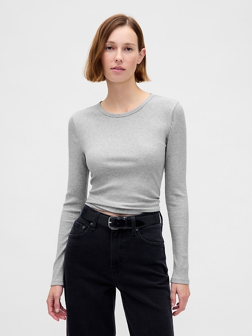 Image number 1 showing, Modern Compact Rib Crop T-Shirt