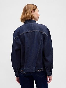 UltraSoft Oversized Balloon-Sleeve Icon Denim Jacket | Gap