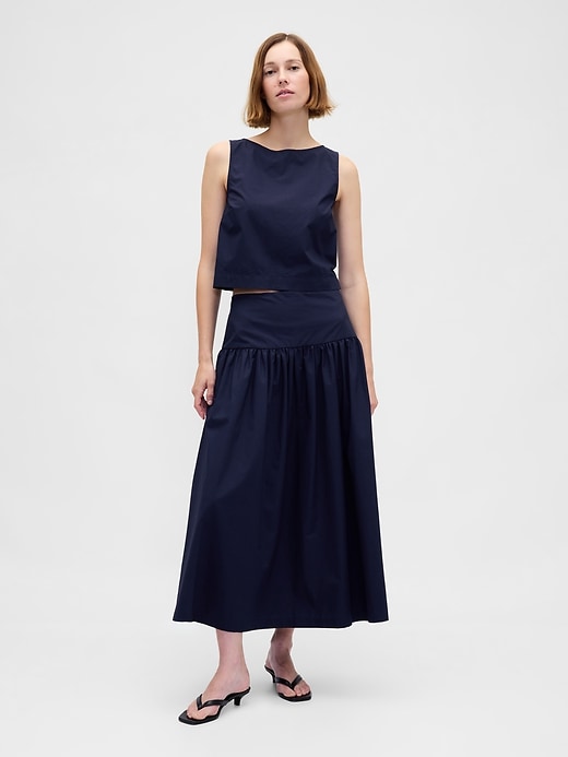 Image number 1 showing, Poplin Drop-Waist Maxi Skirt