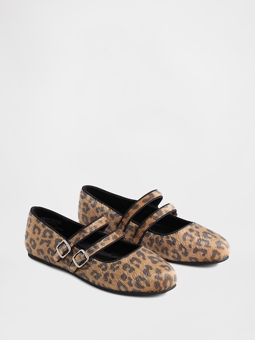 Image number 2 showing, Leopard Double-Strap Ballet Flats