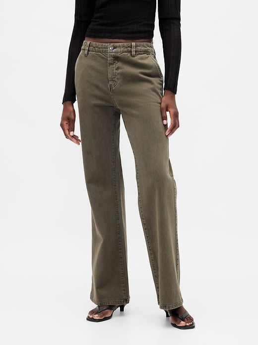 Image number 2 showing, Low Rise Relaxed Flare Khakis