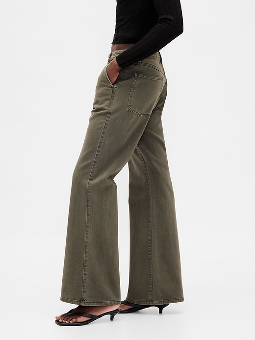 Image number 3 showing, Low Rise Relaxed Flare Khakis