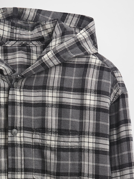 Image number 5 showing, Kids Organic Cotton Hooded Flannel Shirt