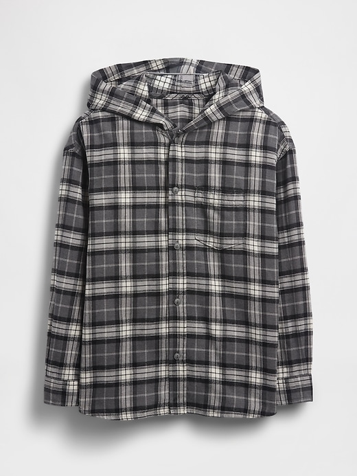 Image number 2 showing, Kids Organic Cotton Hooded Flannel Shirt