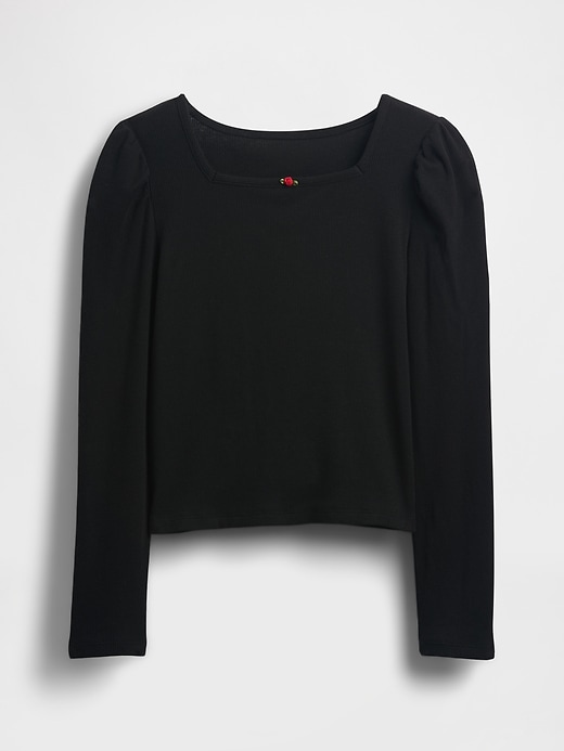 Image number 2 showing, Kids Rib Puff-Sleeve Top