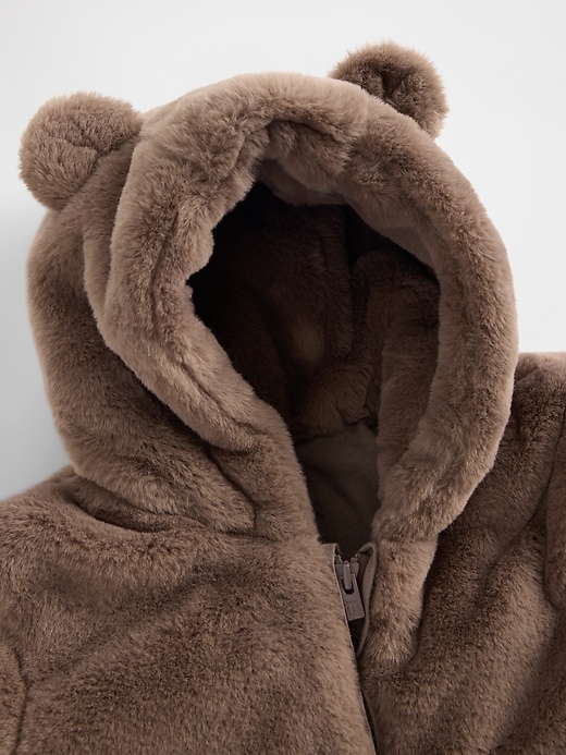 Baby Faux Fur Bear Hooded One-Piece
