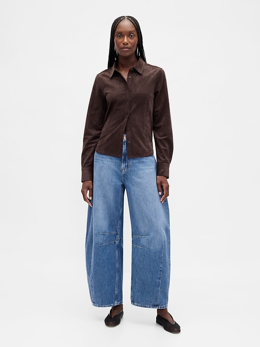 Image number 2 showing, Vegan Suede Fitted Shirt