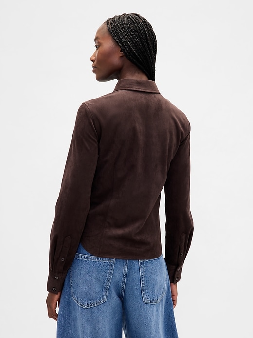 Image number 3 showing, Vegan Suede Fitted Shirt