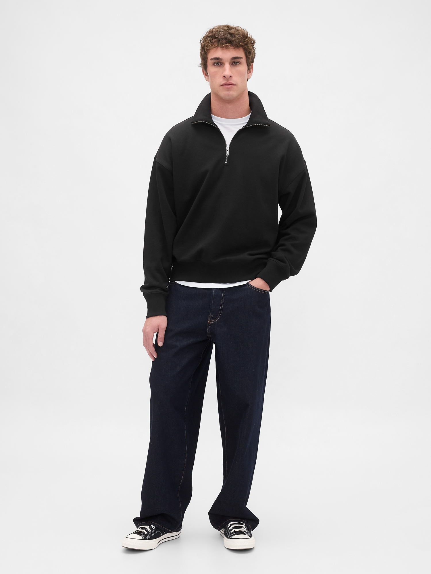 Heavyweight Oversized Quarter-Zip Pullover | Gap