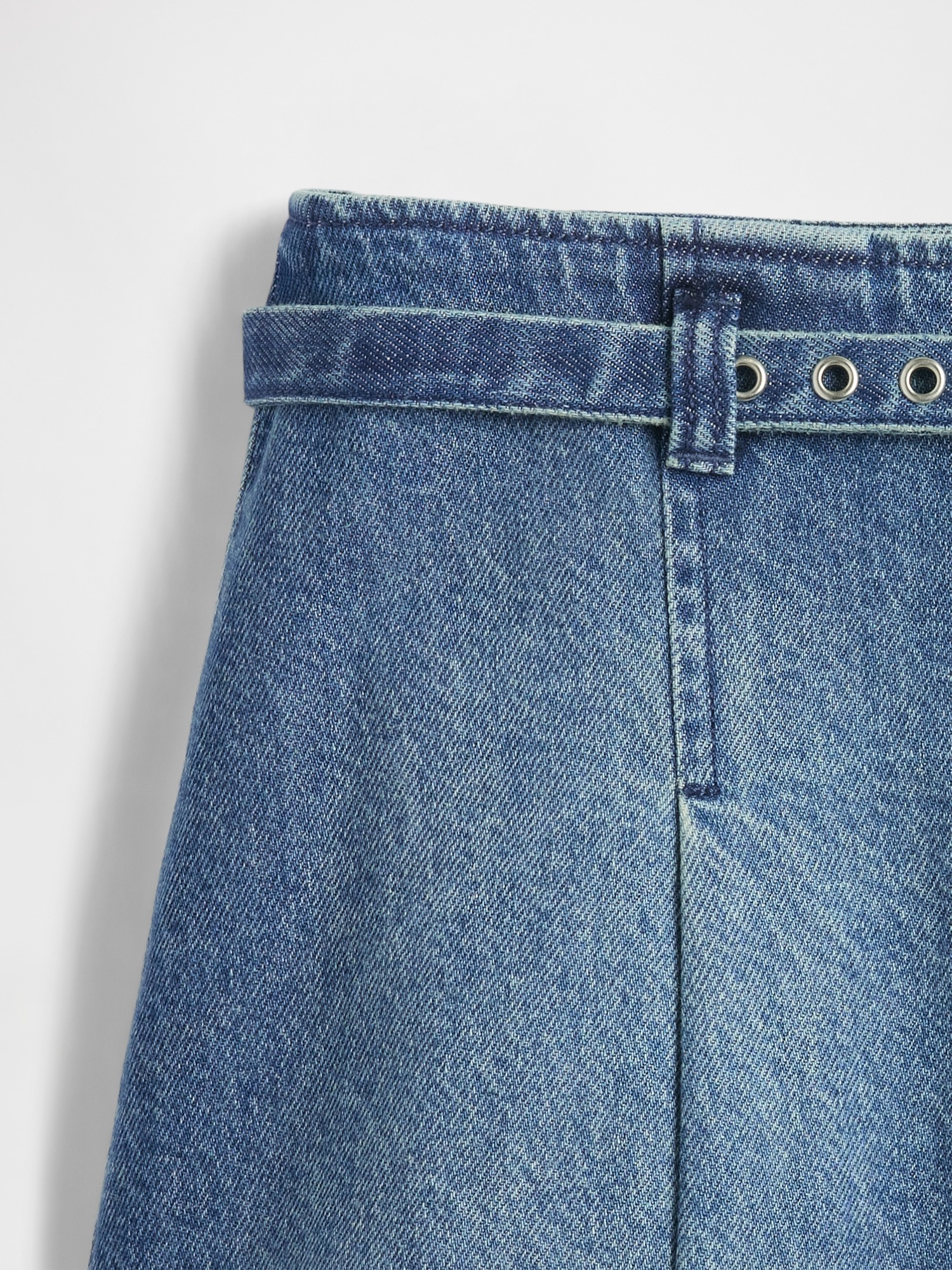 Denim Belted Mini Skirt