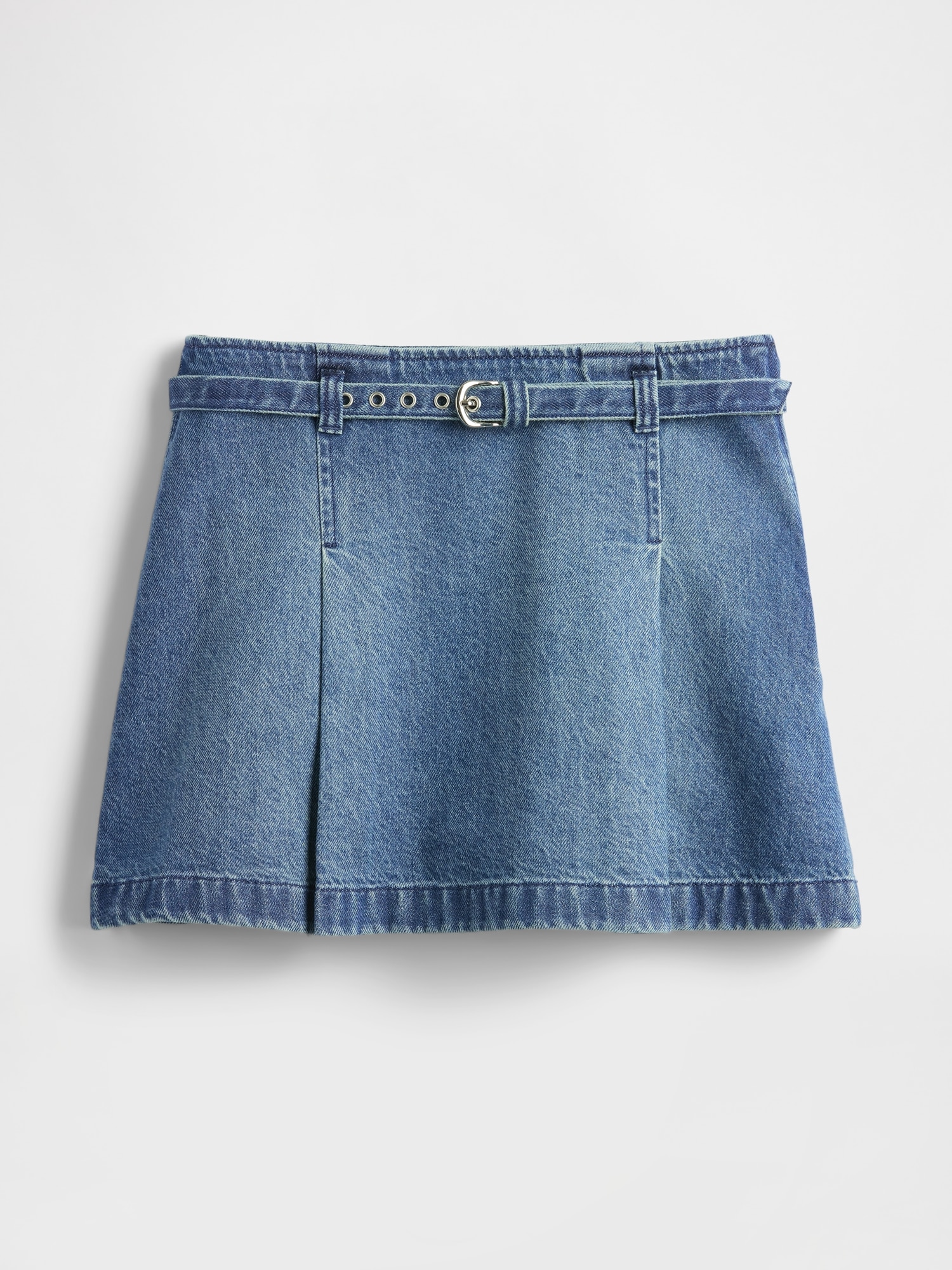 Denim Belted Mini Skirt