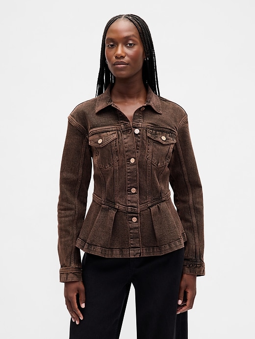 Image number 1 showing, Denim Peplum Jacket