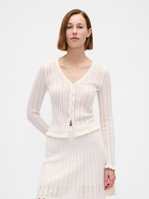 L'image numéro 1 présente Cardigan en tricot pointelle 100 % coton