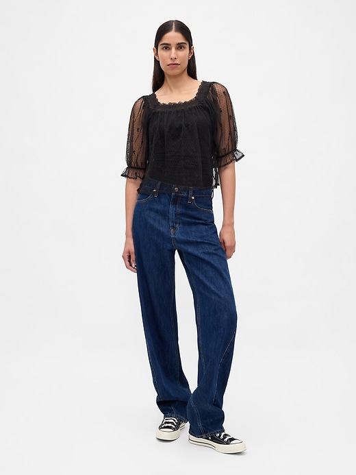 Image number 2 showing, Sheer Tulle Embroidered Top