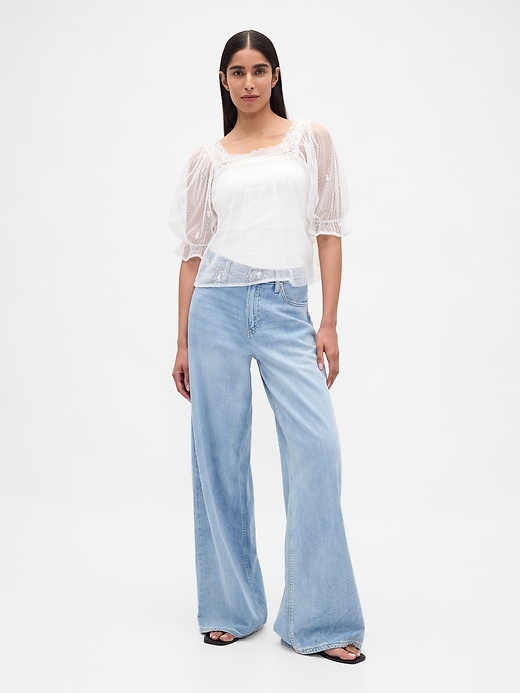 Image number 2 showing, Sheer Tulle Embroidered Top