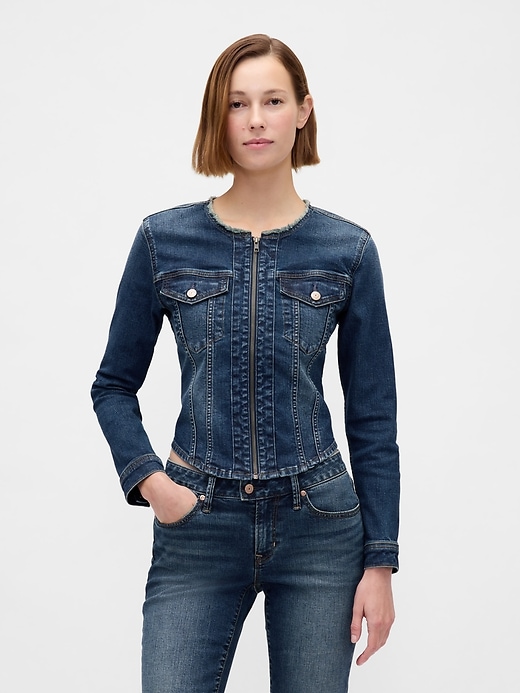 Image number 1 showing, Denim Moto Jacket
