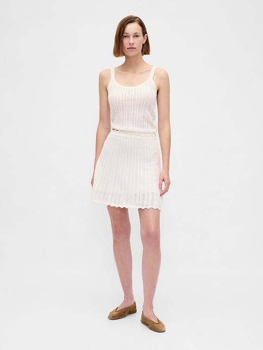 Image number 1 showing, 100% Cotton Pointelle Mini Skirt