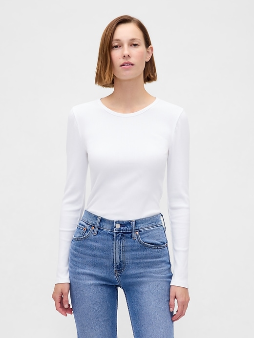 Image number 1 showing, Modern Compact Rib Crop T-Shirt