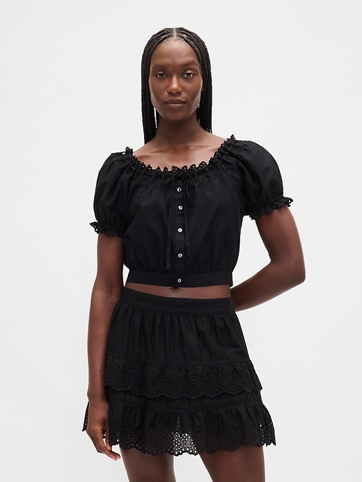 Image number 1 showing, Eyelet Crop Top