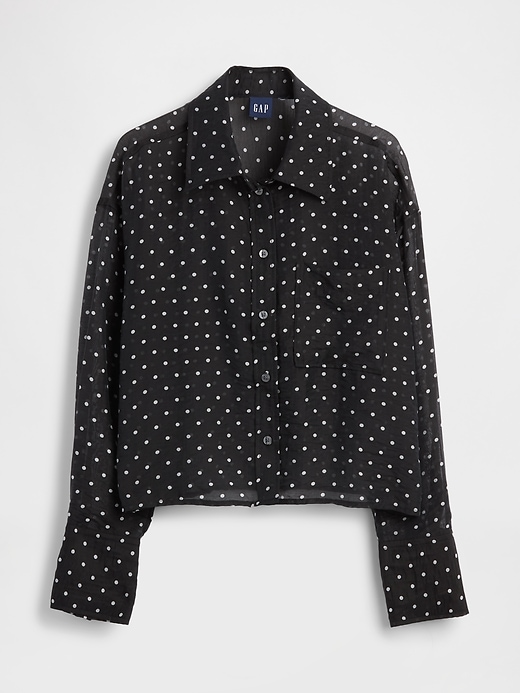 Image number 5 showing, Sheer Straight-Hem Crop Shirt