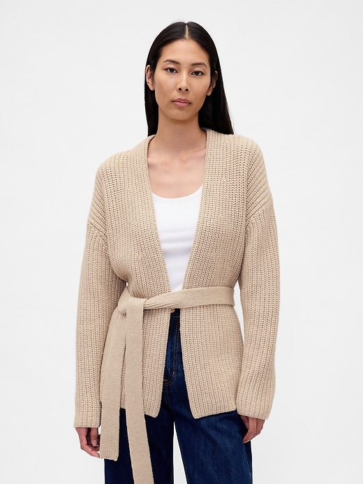 Image number 1 showing, Cotton-Blend Wrap Cardigan Sweater