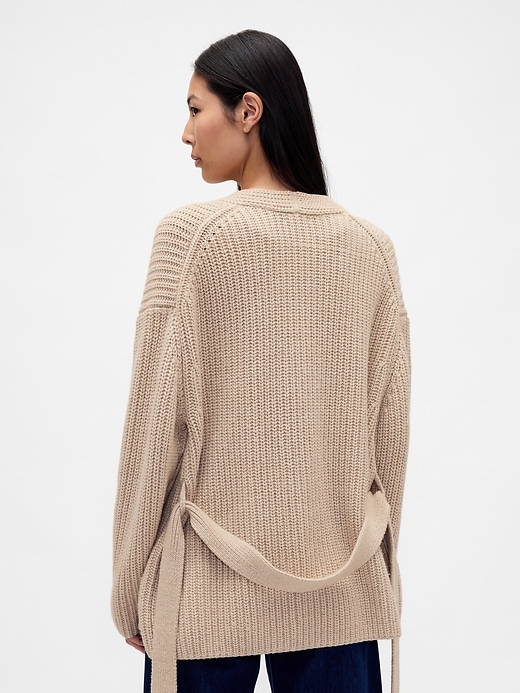 Image number 3 showing, Cotton-Blend Wrap Cardigan Sweater