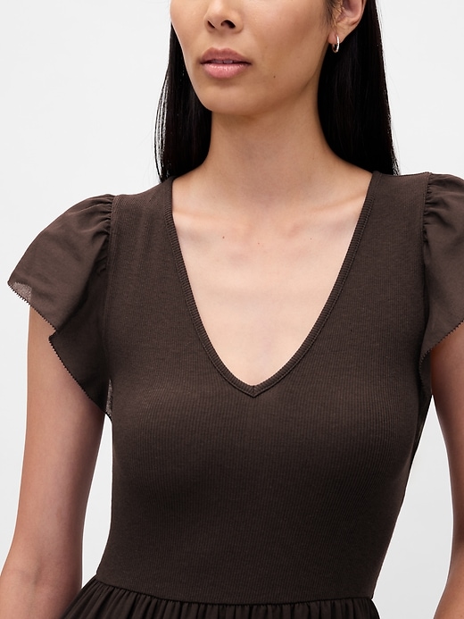 Image number 4 showing, Modern Mixed Media Ruffle Maxi Dress