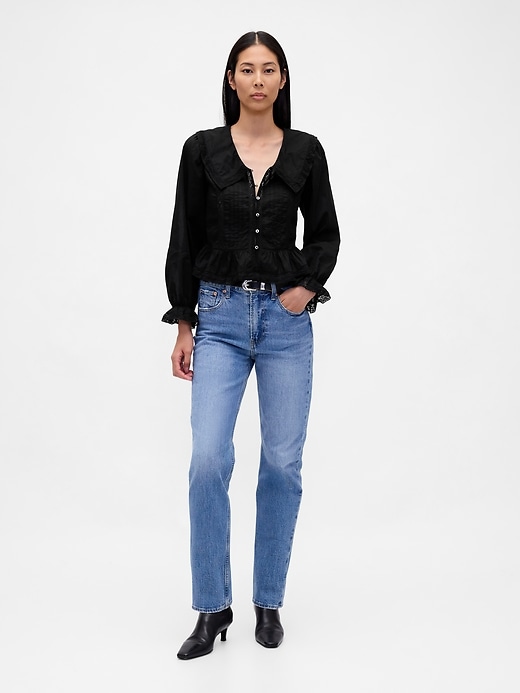 Image number 2 showing, Collared V-Neck Peplum Top