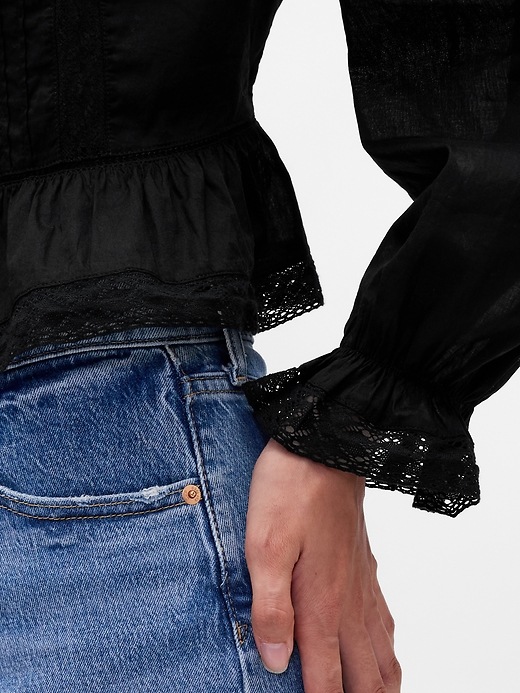 Image number 4 showing, Collared V-Neck Peplum Top