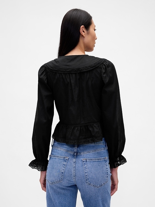 Image number 3 showing, Collared V-Neck Peplum Top