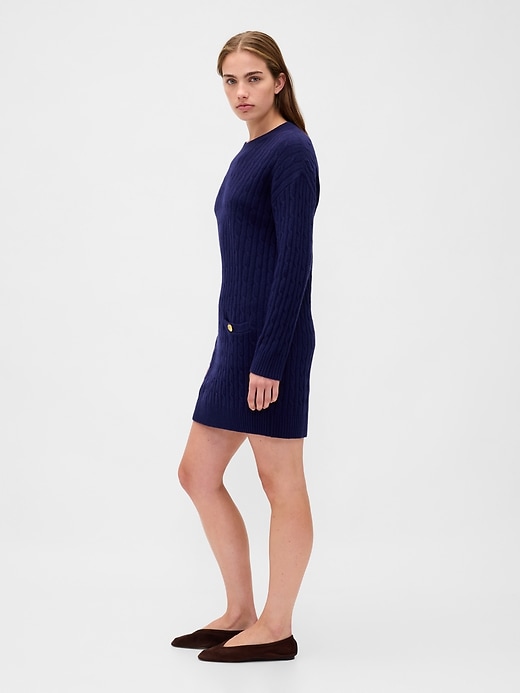 Image number 3 showing, CashSoft Cable-Knit Mini Sweater Dress
