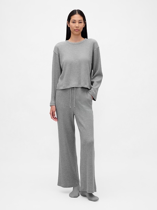 Image number 1 showing, Waffle Wide-Leg PJ Pants