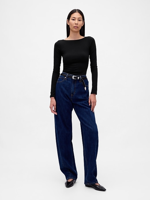 Image number 2 showing, CloseKnit Jersey Boatneck Open-Back T-Shirt