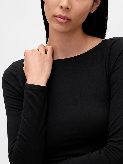 Image number 4 showing, CloseKnit Jersey Boatneck Open-Back T-Shirt