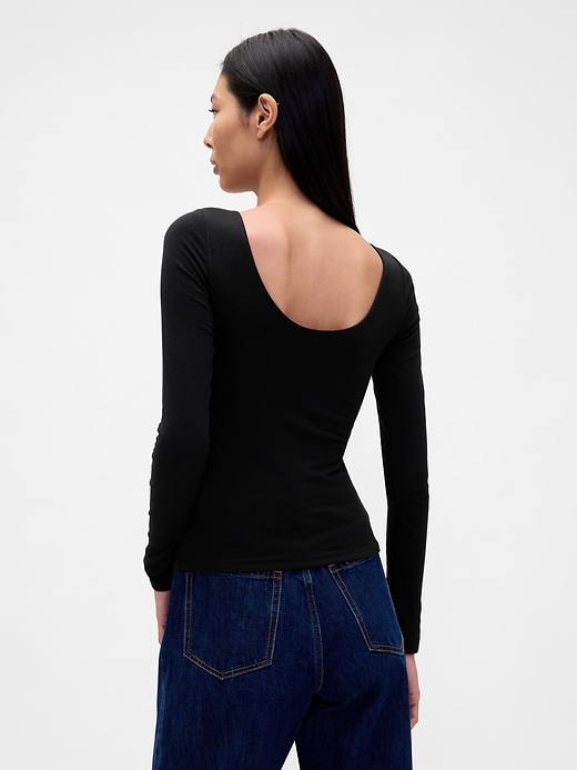 Image number 3 showing, CloseKnit Jersey Boatneck Open-Back T-Shirt