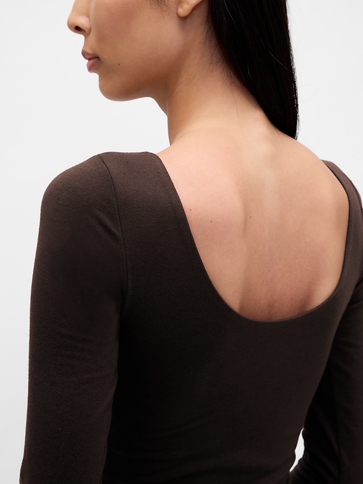 Image number 4 showing, CloseKnit Jersey Boatneck Open-Back T-Shirt