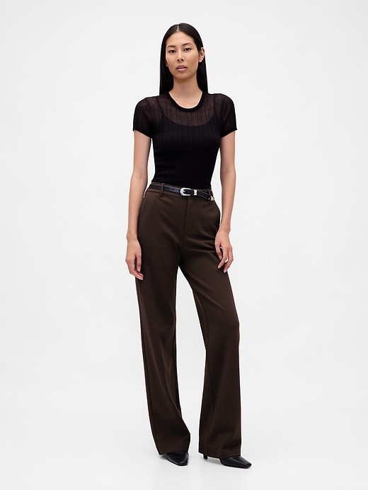 Image number 1 showing, High Rise Double Knit Wide-Leg Pants