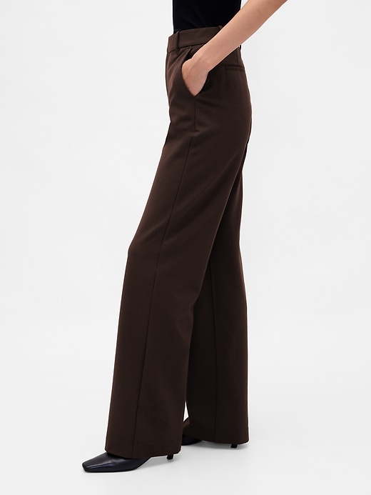 Image number 3 showing, High Rise Double Knit Wide-Leg Pants