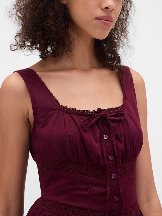 Image number 4 showing, Lace-Trim Tiered Mini Dress