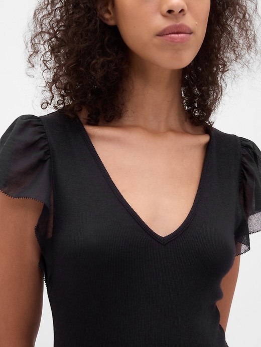 Image number 4 showing, Modern Mixed Media Ruffle Maxi Dress