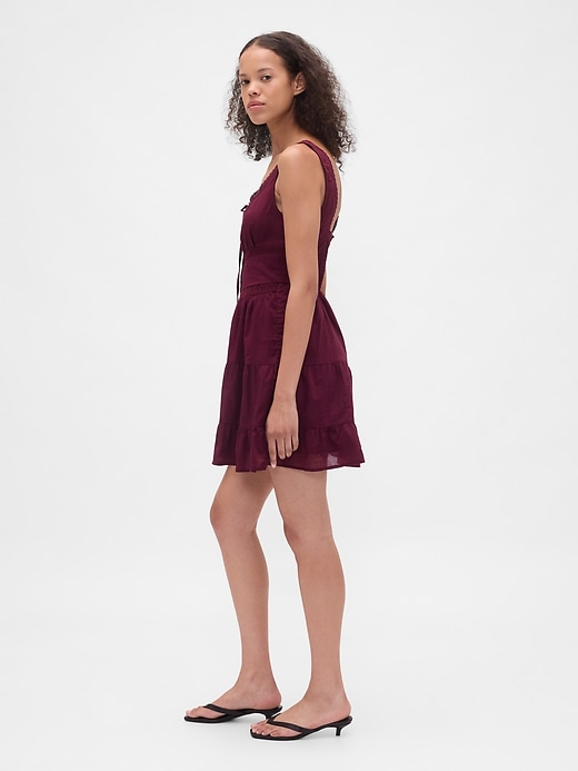 Image number 3 showing, Lace-Trim Tiered Mini Dress