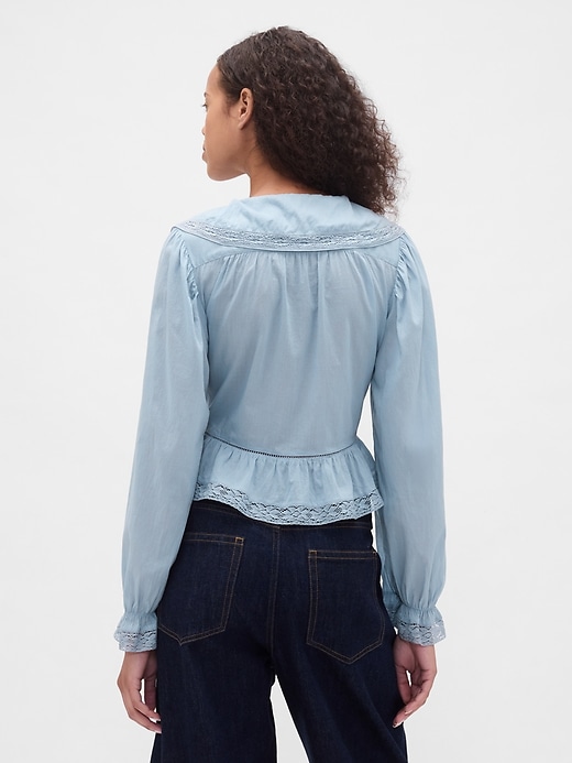 Image number 3 showing, Collared V-Neck Peplum Top