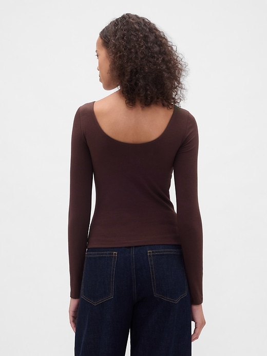 Image number 3 showing, CloseKnit Jersey Boatneck Open-Back T-Shirt