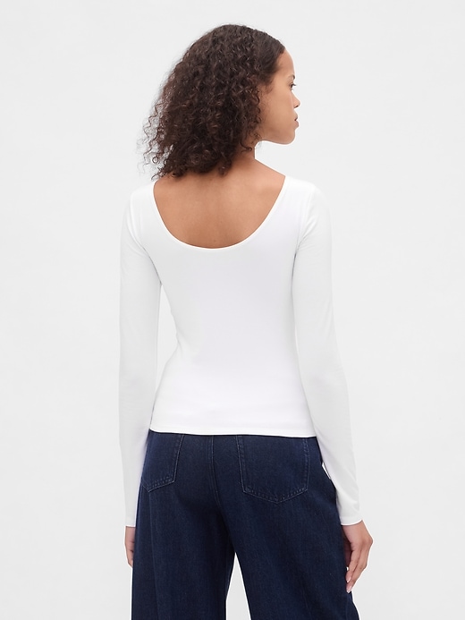 Image number 3 showing, CloseKnit Jersey Boatneck Open-Back T-Shirt