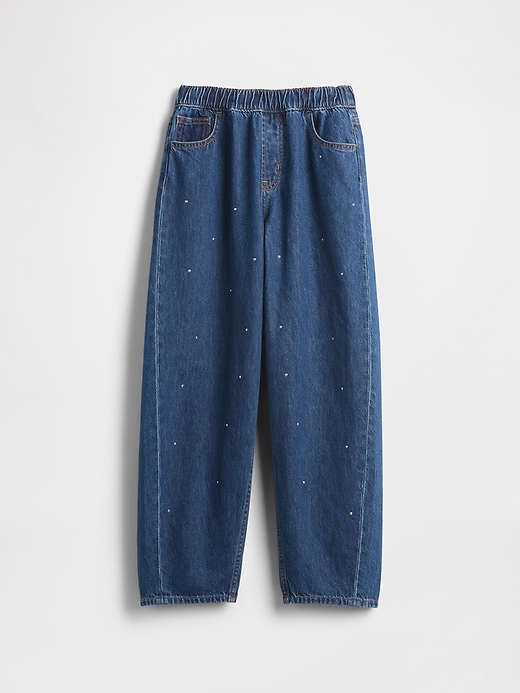 Image number 2 showing, Kids High Rise Rhinestone Easy Barrel Jeans